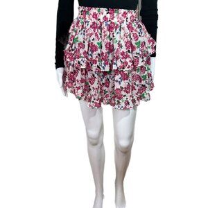 PRE-OWNED - MISA Los Angeles Floral Ruffle Elasticized Waist Skirt Size XS